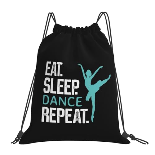 Eat Sleep Dance Repeat Unisex Drawstring Backpack Bag Sport Gym Travel Swim Sackpack - color: Eat Sleep Dance Repeat