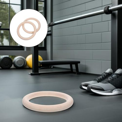 Toddmomy Wood Gymnastic Rings Set 2pcs 28mm Birch Wood Rings Adjustable Straps for Pull for Men Home Full Body Workout Calisthenics Equipment