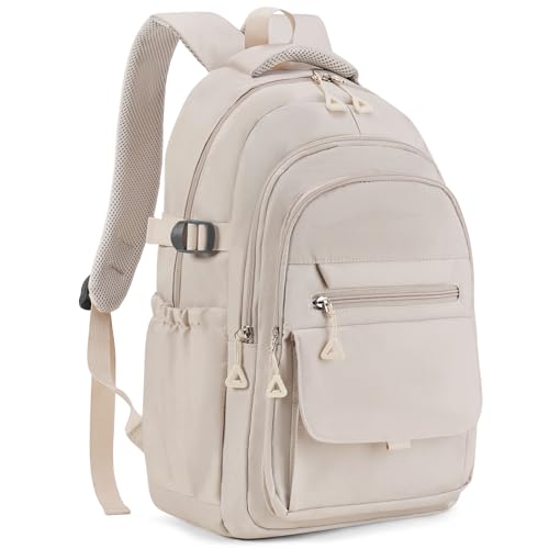 GAEKEAO Travel Backpack for Women Men,15.6 Inch Laptop Backpack Lightweight Casual Daypack Cute Bookbags for Work College Beige - color: A01 Beige