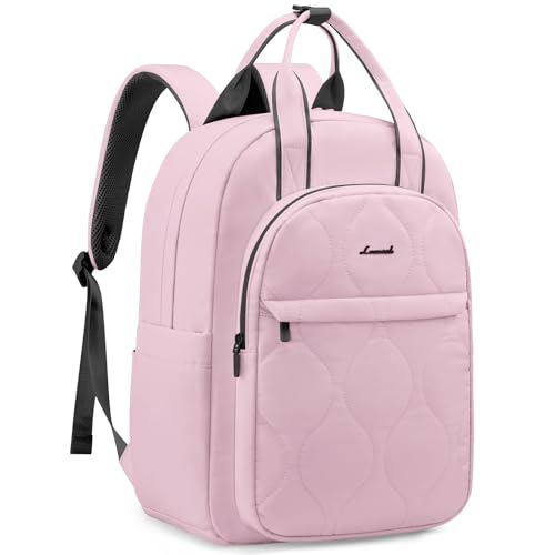 LOVEVOOK Laptop Backpack for Women, College Travel Backpack Puffer Womens Backpack for 15.6 Inch Laptop, Computer Water-Resistant Quilted Casual Daypack, Pink - color: Pink(puffer), size: 15.6 Inch