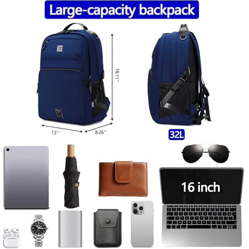 Laptop Backpack, Lightweight Waterproof Material, Travel Sports Bag, Suitable for 16 inch Laptops (Blue) - color: Blue