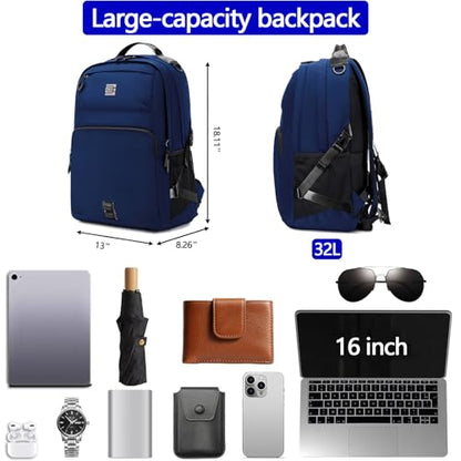 Laptop Backpack, Lightweight Waterproof Material, Travel Sports Bag, Suitable for 16 inch Laptops (Blue) - color: Blue