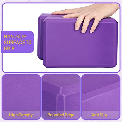 Wettarn 6 Pack Yoga Blocks 9 x 6 x 4 Inch EVA Foam Lightweight Non Slip Yoga Props for Pilates Stretching Meditation