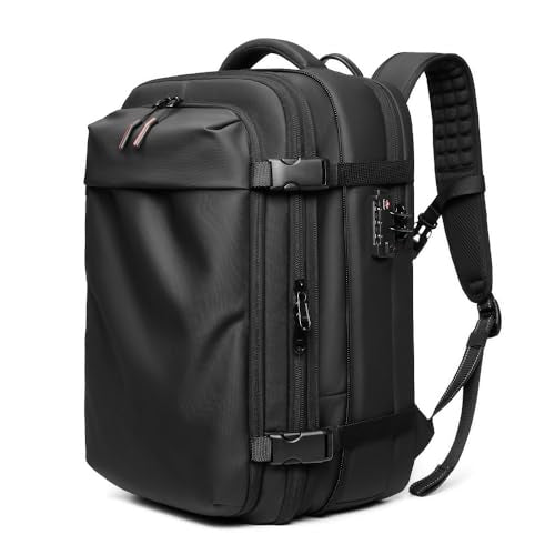 Men Travel Backpack vacuum compression Laptop Backpack Large Capacity Backpack 17 inch Extended Hiking Business backpack (black) - color: Black