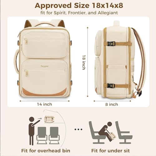 Taygeer Frontier Airlines Personal Item Bag, 18x14x8 inches Travel Bag - color: Beige