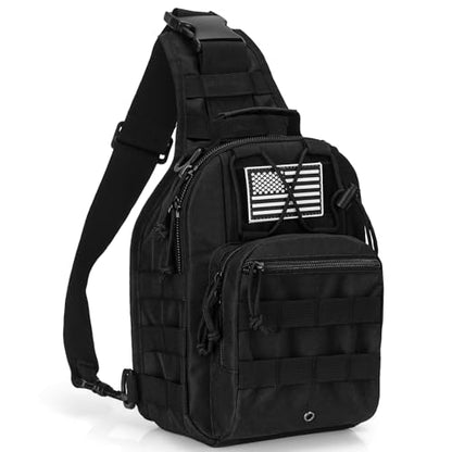 First Aid Sling Backpack - EMS Equipment Emergency Medical Supplies Tactical Range Shoulder Molle Bag - Heavy Duty Sports Outdoor Rescue Pack - Perfect for Camping Hiking Trekking-Black - color: Black