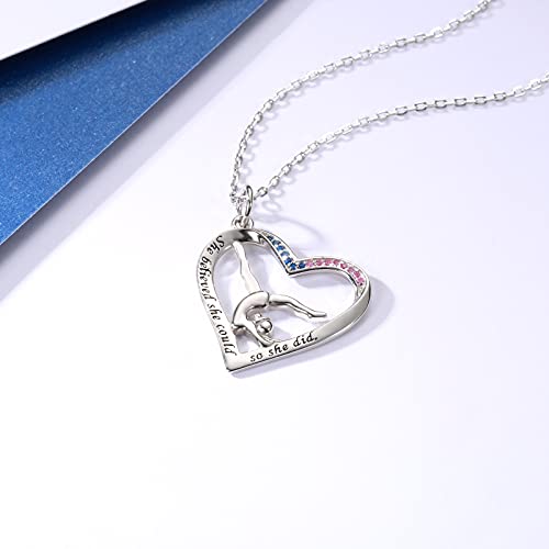 Sariel Gymnastics Gifts for Women Gymnast Necklace 925 Sterling Silver Gymnastics Fashion Jewelry Pendant Birthday - color: She believe 2