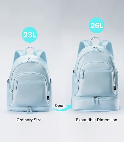 Uselike Gym Backpack for Women Men, Lightweight Gym Bag with Shoe Compartment, Waterproof Workout Backpack with Wet Pocket - color: Ice Blue