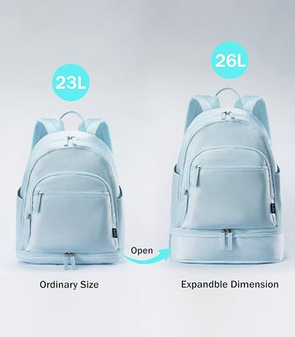 Uselike Gym Backpack for Women Men, Lightweight Gym Bag with Shoe Compartment, Waterproof Workout Backpack with Wet Pocket - color: Ice Blue