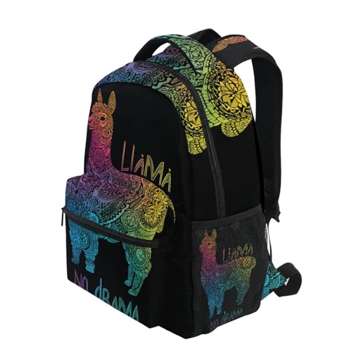 ALAZA Rainbow Llama No Drama Boho Backpack for Kids Boys Girls Student Laptop iPad Tablet Travel School Bag with Multiple Pockets - color: Llama