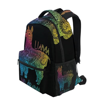 ALAZA Rainbow Llama No Drama Boho Backpack for Kids Boys Girls Student Laptop iPad Tablet Travel School Bag with Multiple Pockets - color: Llama