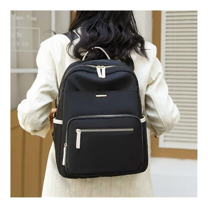 Simple and versatile commuter bag, lightweight multi-layer backpack, multi-functional casual shoulder bag.(Black) - color: Black