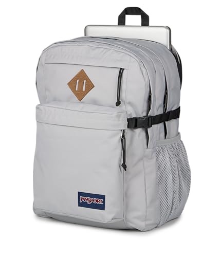 JanSport Main Campus Backpack - Travel or Work Backpack with 15-Inch Laptop Sleeve and Dual Water Bottle Pockets, Grounded Grey - color: Grounded Grey