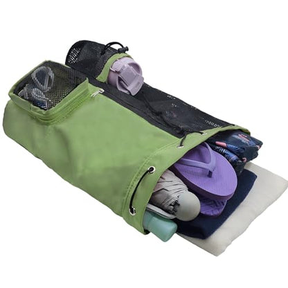 Mesh Beach Backpack with Wet Pocket Drawstring Pool Bag Waterproof Swimming Bag Gym Backpack for Men & Women - color: Green