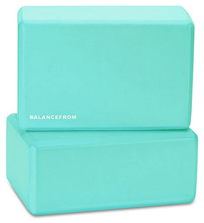 Fitvids Set of 2 High Density Yoga Blocks, 9"x6"x4" Each, Pair, Multiple Colors - color: Green