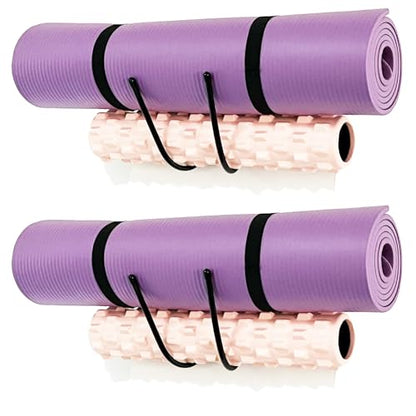 2 Pack Large Yoga Mat Holder Wall Mount Yoga Mat Storage Rack, Wall Shelf Organizer for Yoga Mat/Wheels, Foam Roller,Stretching Strap & Resistance Bands,Towel etcs, for Home Gym School Office