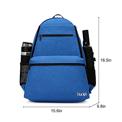 Sucipi Tennis Bag Professional Tennis Backpack for Men and Women Racket Bags Holds 2 Rackets with Ventilated Shoe Compartment - color: Dark Blue