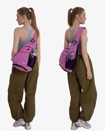 WATERFLY Sling Bag Crossbody Backpack: Over Shoulder Daypack Casual Cross Chest Side Pack - color: Purple 1