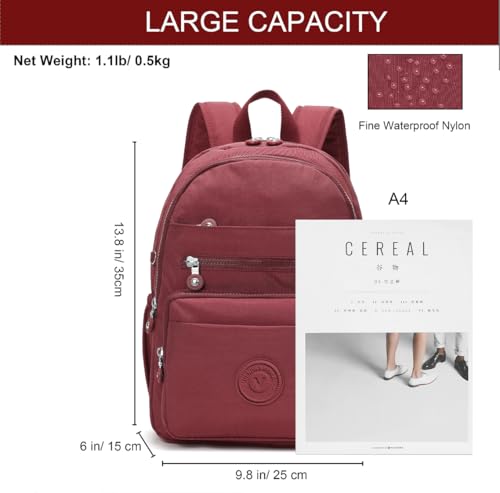 Hiking Waterproof 13" Laptop Backpack Purse for Women and Men,Travel Backpack - color: Red