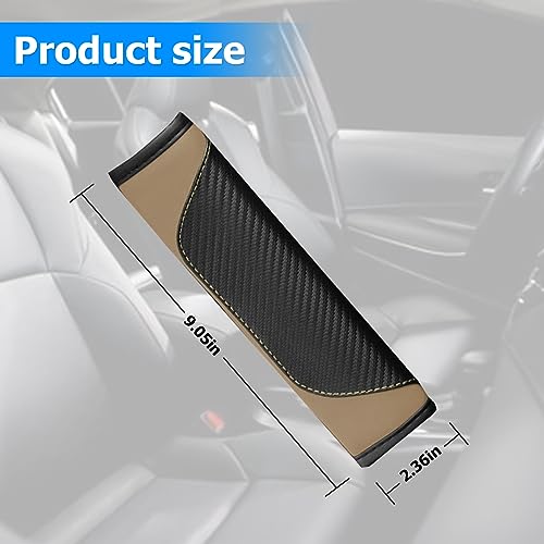 AUCELI 2PCS Car Seat Belt Cover, Carbon Fiber Seatbelt Shoulder Strap Covers, Breathable Leather Soft Harness Pad Protect Your Neck and Shoulder Compatible with Cars - color: Black/Beige
