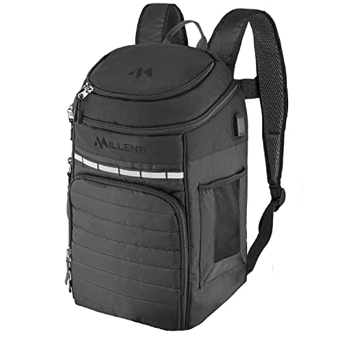 Millenti Backpacks Basketball Soccer Backpack - with Ball Compartment, Travel College Sports Bag and 13” Laptop Sleeve, 27L (Black) - color: Black