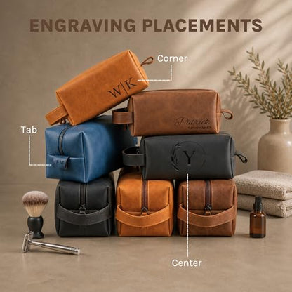 Motiwear Custom Leather Toiletry Bag for Men Personalized Dopp Kit Travel Grooming Organizer Gift for Him Stylish - Light Brown - color: Light Brown