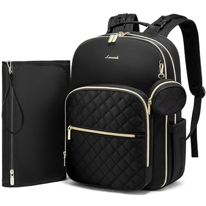 LOVEVOOK Diaper Bag Backpack, Quilted Baby Bag with Changing Pad & Pacifier Holder, Waterproof Travel Diaper Bags for Baby Boys Girls, Stylish and Large Capacity, Lozenge-Black - color: Lozenge-black