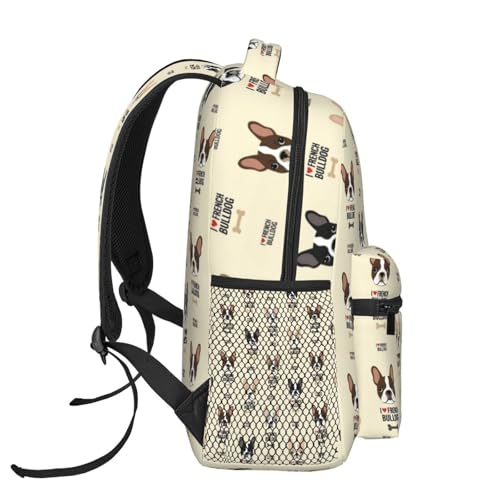 Stylish Commuter Backpack I Love French Bulldog, Lightweight Laptop Daypack for Work Office Daily and Travel - color: Pattern (239)