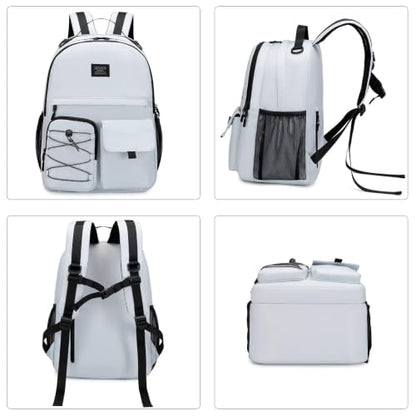 Lohol Casual Backpack for Teen Boys and Girls, Daypack with Anti Theft Pocket for Travel School (Beige) - color: Beige
