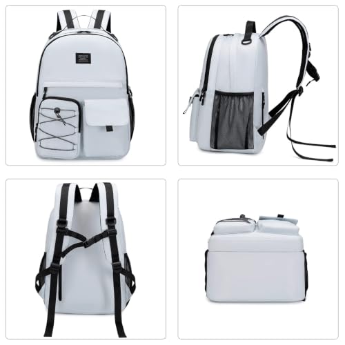 Lohol Casual Backpack for Teen Boys Girls, Water Resistant Daypack with Anti Theft Pocket for Travel School (Grey) - color: Grey
