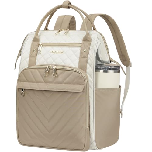 KROSER Laptop Backpack 17" Stylish Backpack Water Repellent College Casual Daypack Travel Business Work Bag for Men/Women-Beige/khaki - color: Beige/Khaki, size: 17 inch