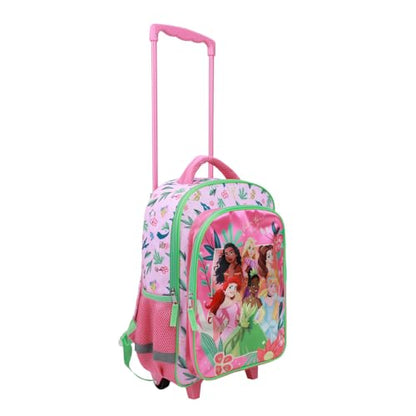Disney 16" Princesses Girls Rolling Backpack with Adjustable Handle - color: Pink