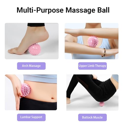 Spiky Peanut Massage Balls,4 Piece Hard Spiky Massage Ball Roller Set，Myofascial Release Ball，Foot Pain Relief, Muscle Therapy, Back Massage, Plantar Fasciitis Support