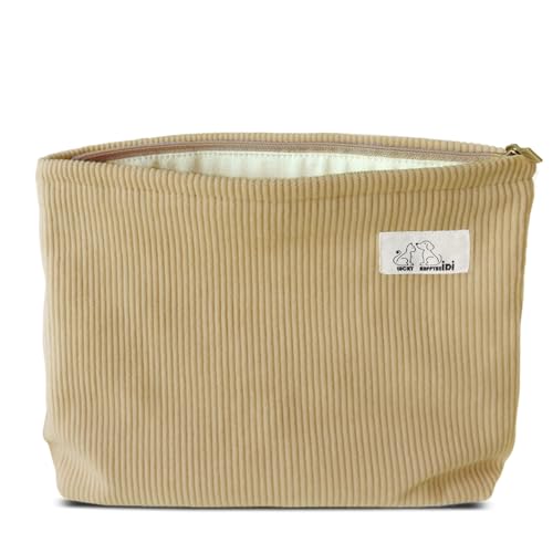 HAPPYHEIDI Large Makeup Bag Travel Cosmetic Pouch, Camel Brown - color: Camel Brown