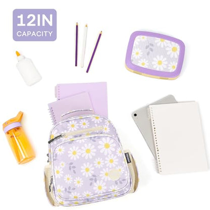 mibasies Toddler Backpacks for Girls 2-4: Little Kid Bookbag for Preschool Prek Daycare Daisy Gray - color: Daisy Gray, style: Toddler-12"h(not Fit Folder)
