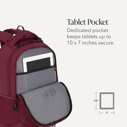 SWISSGEAR Cecil Laptop Backpack, Fits Most 16-Inch Laptops, Three-Compartment Design, Airflow Back Panel, Merlot, 27.3L, 18-Inch - color: Merlot