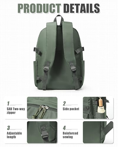 Aesthetic School Backpack for Women Men College Backpack With Lots Of Pockets Waterproof Travel Casual Daypack Cute Bookbag For Teens Girls Boys High School Bag(Green) - color: B3-green