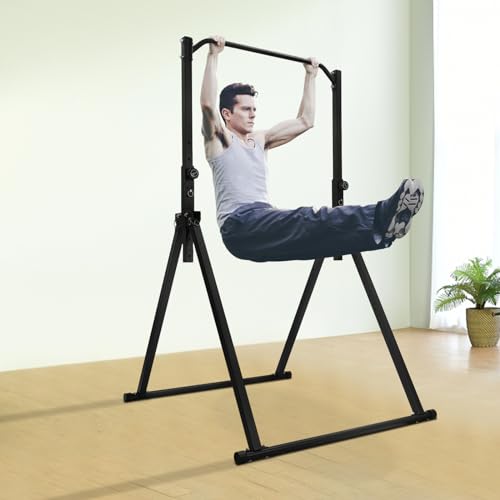 Horizontal Bar, 440.92lbs Load Triangular Pull Up Station Power Tower Workout Dip Station Multifunction Fitness Tower Station Training Equipment with Wrenches for Living Rooms Bedrooms Gyms