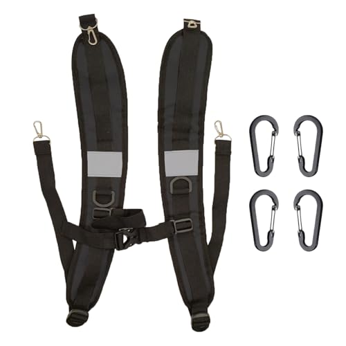 PAASTAl Backpack Straps,Relacement Adjustable Padded Shoulder Straps for Bag, with Metal/Plastic Clips. - color: Black Alloy