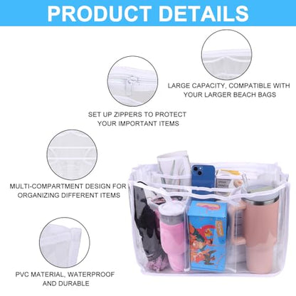 Mity Rain Clear Bag Organizer - Waterproof Tote Bag Dividers for X Large Bags, Suitable for BOGG BAG W/10 Buttons White