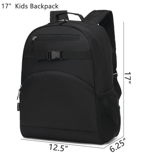 FlowFly Kids Backpack for Toddler Boys Girls, Simple Lightweight Bookbag for Daycare Kindergarten Elementary School Travel, Small Modern Bag (Large, Black) - color: Black, style: Kids Large: 17l