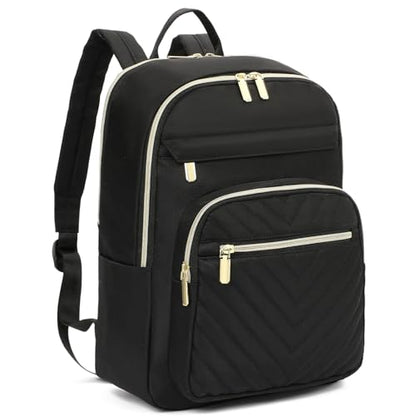 GAEKEAO Laptop Backpack Purse for Women 15.6 Inch Travel Computer Bags Fashion Casual Daypacks for Work College Business Black - color: Black
