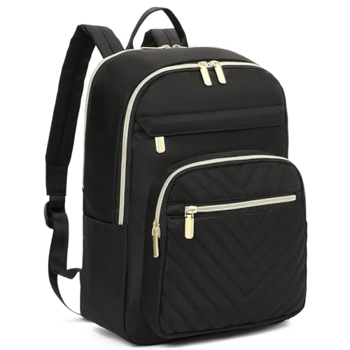 GAEKEAO Laptop Backpack Purse for Women 15.6 Inch Travel Computer Bags Fashion Casual Daypacks for Work College Business Black - color: Black