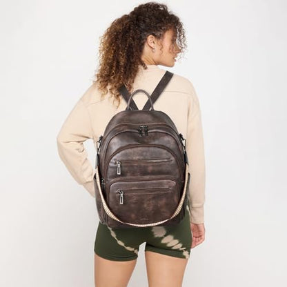 LATMAP Backpack Purse for Women Laptop Backpack, Leather Travel Back Pack Shoulder Bag Teacher College Daypack Work Handbag fits 14" Laptop, Coffee - color: Style1-coffee