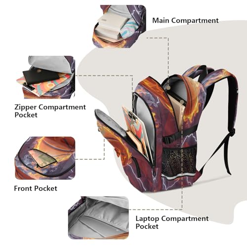 Bolaz Basketball Light Travel Backpack 14 Inch Laptop Computer Bag Sturdy School Bag College Bookbag