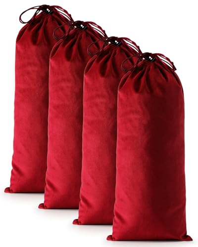4 Pcs Single Shoe Bags for Travel, Dust Velvet Bag, Rio Red, 17.3x8.6 Inch | Washable & Reusable Travel Shoe Bags, Dustproof Shoe Bags with Drawstring Closure, Suitable for Travel, Home Storage - color: Rio Red, size: 17.3"x8.6"