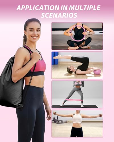 Pilates Essentials Equipment Kit with Magic Circle Ring for Home Workout | Adjustable Ankle Wrist Weights, Resistance Bands, Fitness Equipment Accessories