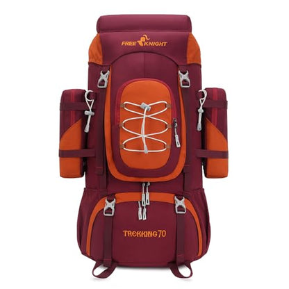 Bseash 70L (65+5) Waterproof Hiking Camping Backpack with Rain Cover, Outdoor Sport Travel Daypack for Climbing Touring (Red) - color: Red