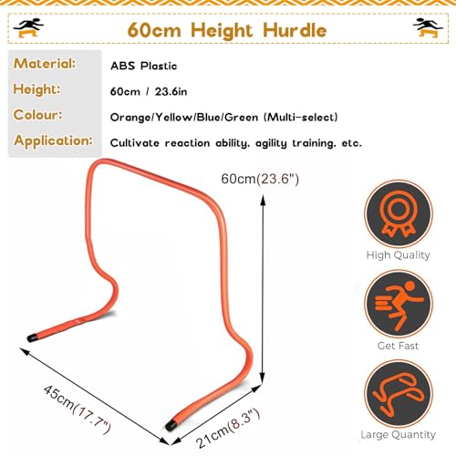 Mini Hurdles for Track and Field, 6" 9 12 16 20 24 Inch Speed Hurdles for Agility Training, Kids/Athletes/Basketball/Baseball/Soccer/Football Indoor Outdoor Sports Equipment(60cm/24in) - size: 60cm/24in