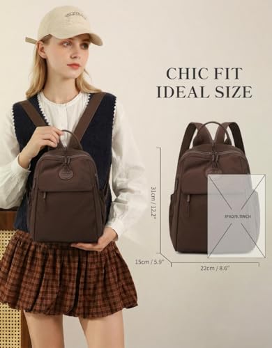 Mini Backpack for Women Nylon Small Backpack Purse Crossbody Sling Bag Convertible Backpack Casual Shopping Daypack (Reddish Brown) - color: Reddish Brown